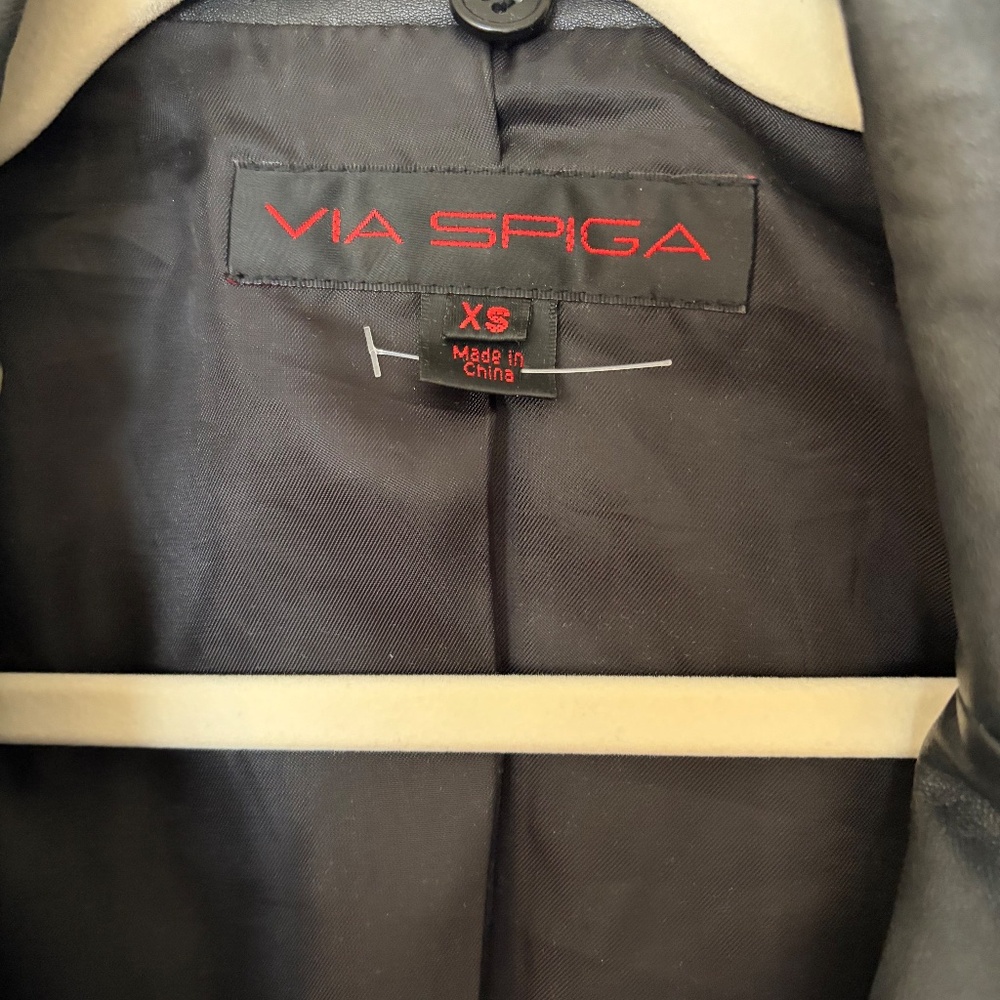 *Stunning* Via Spiga Black Leather Trench Coat- XS - Picture 3 of 11